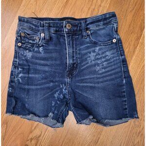 Lucky Brand Womens Shorts Flower Etched Prints Jean Dark Blue  Denim Size 2/ 26